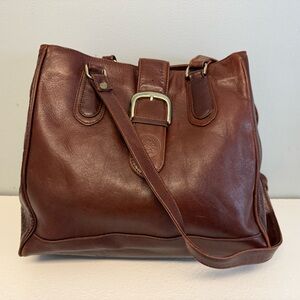 VTG Cassis brown Leather Crossbody Bag Purse 80s/90s Boho , Buckle